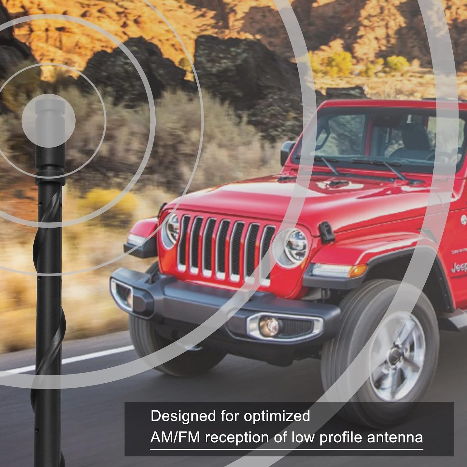 BASIKER Antenna for Jeep Wrangler Gladiator JK JT JL Rubicon Sahara 2007-2023 2024 2025 2026, 13 Inch Car Replacement Antenna Wrangler Jeep Accessories for AM FM Radio Reception