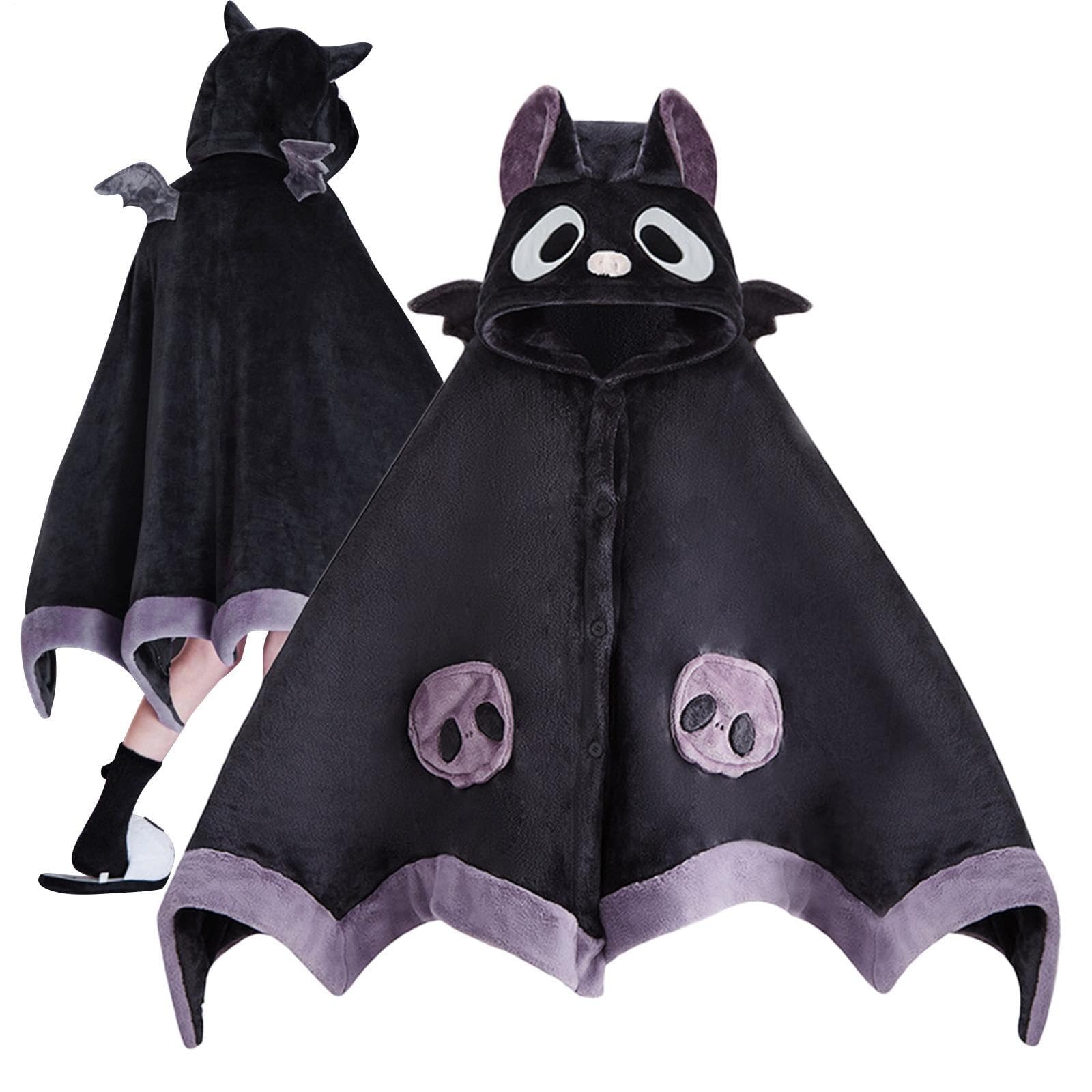 Kreskówkowa nietoperzowa koc z kapturem do noszenia na Halloween i cosplay