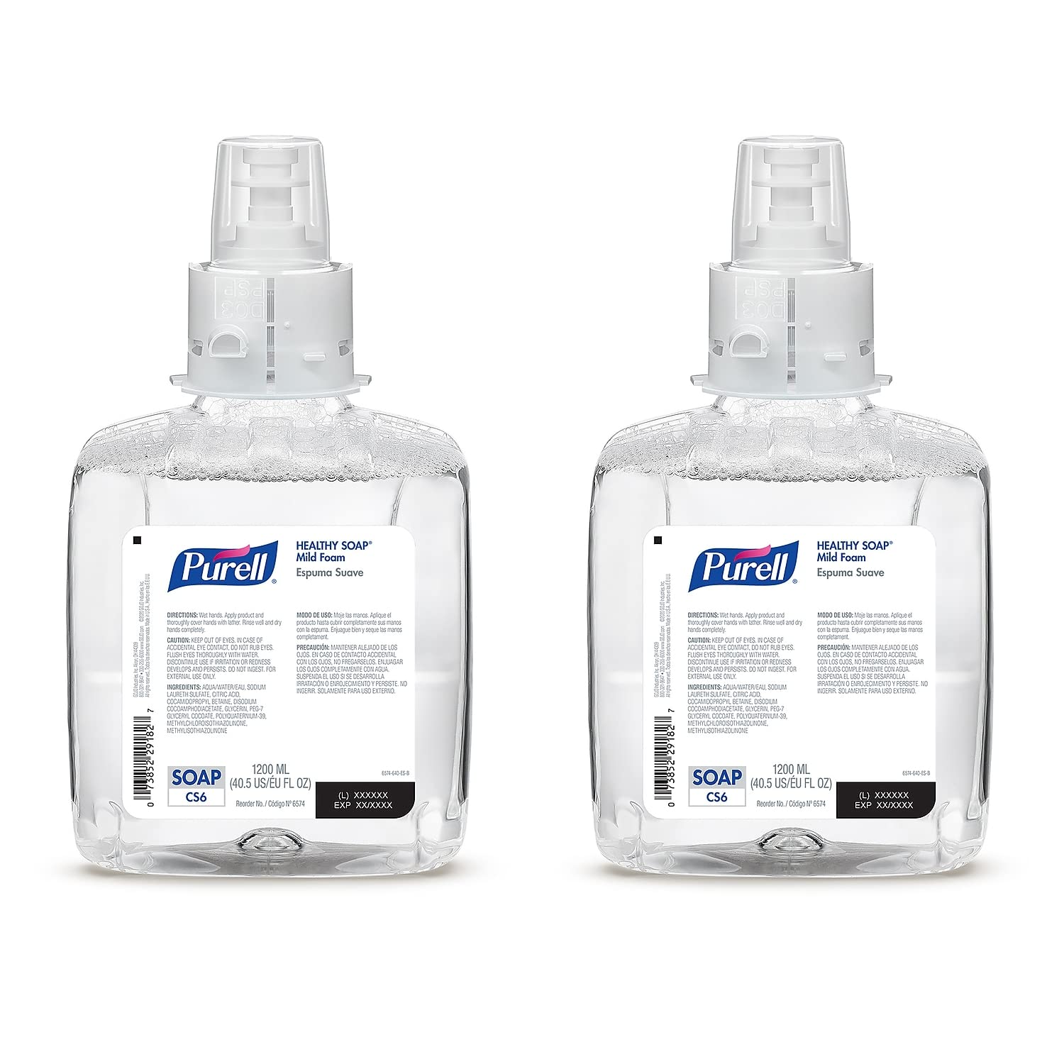 PURELL Brand HEALTHY SOAP Mild Foam, 1200 mL refill for PURELL CS6 Automatic Hand Soap Dispenser 2 count (Pack of 1) - 6574-02 - Manufactured by GOJO, Inc