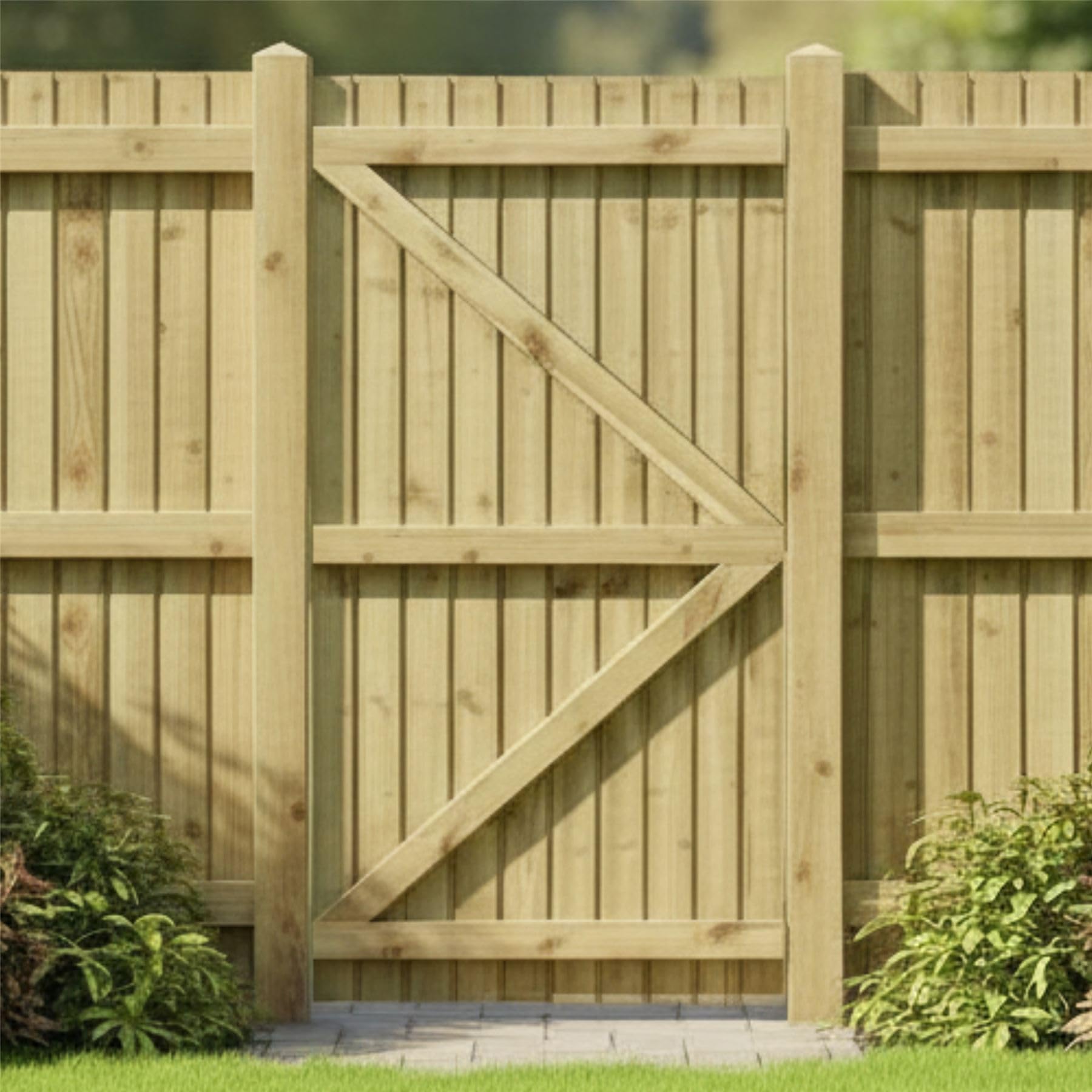 Bespoke Garden Gate 6ft Feather Edge Flat Top Semi-Braced Pedestrian Treated Gate for Natural Outdoor Footpath Walkway Entry MAX 180cm High x MAX 75cm Wide