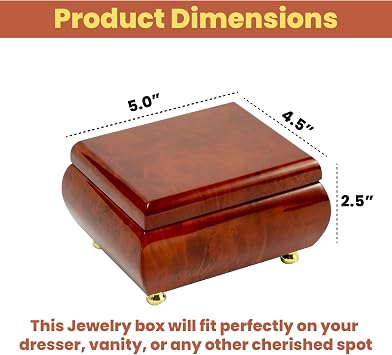 MusicBoxAttic Simple Classy Wooden Musical Jewelry Box - Personalized Music Earrings, Rings Organizer - Custom Song Jewelry Boxes for Women and Girls - 5.0 x 4.5 x 2.5 (English Country Garden)
