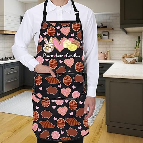 Miniatura 6 de Gzrlyf Delantal de Concha Mexicana Pandulce Conchas Amante Regalo Panadero Pan Dulce Postre Cafecito y Chisme Delantal de Cocina