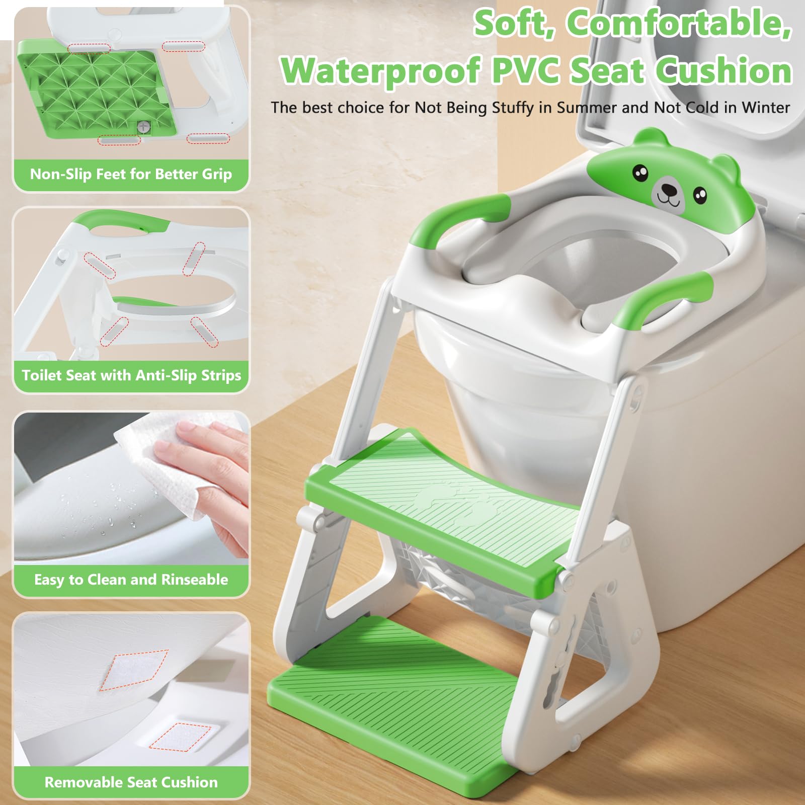 Riduttore WC Per Bambini Pieghevole - Portatile, Con Ventose, Per Addestramento Vasino