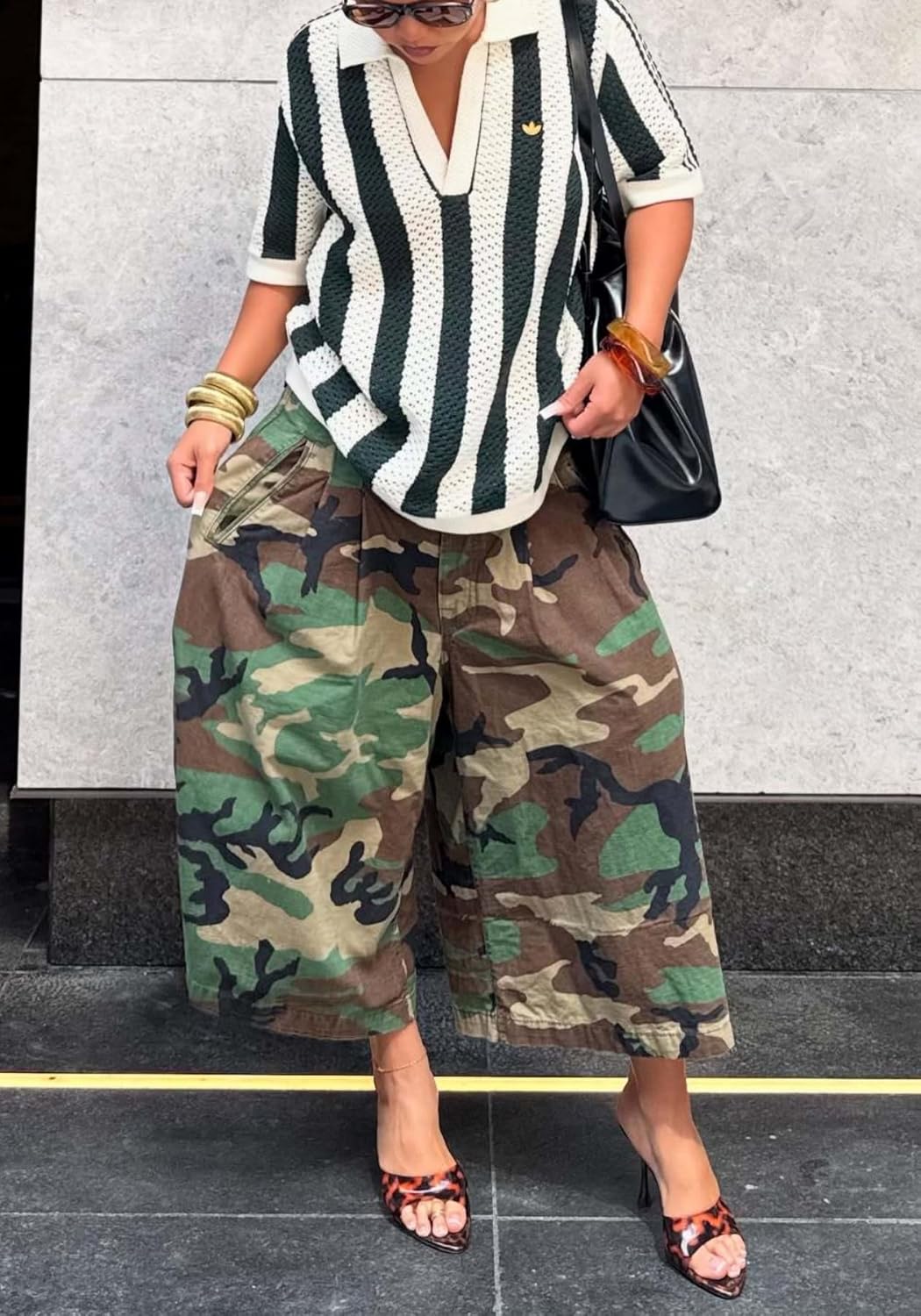 Unybwonn Women Baggy Cargo Jeans Camo Army Fatigue Wide Leg Harem Cropped Denim Pants Plus Size Camouflage Jean Trousers - Image 2