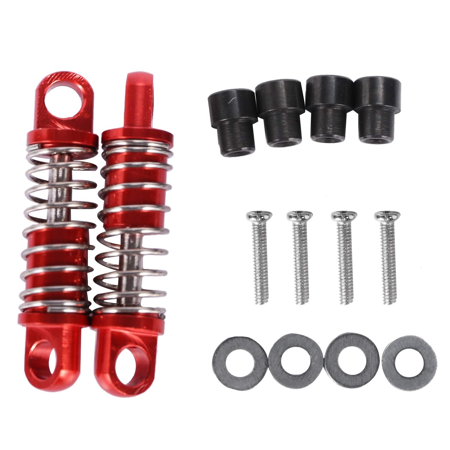2Pcs 1/28 RC Aluminum Shock Absorbers for RC Car K969 K989 K999 P929 4WD Short Course Car Upgrade Parts-Red