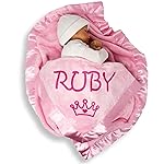 Custom Catch Personalized Princess Baby Blanket for Girl - Newborn or Infant Name Gift - Pink or Blue (1 Text Line)