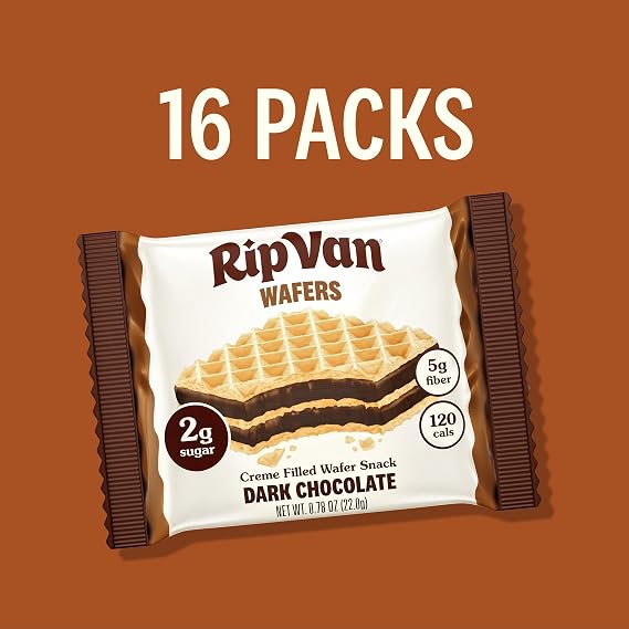 Rip Van Dark Chocolate Wafer Cookies, 2g Sugar, 16 Count