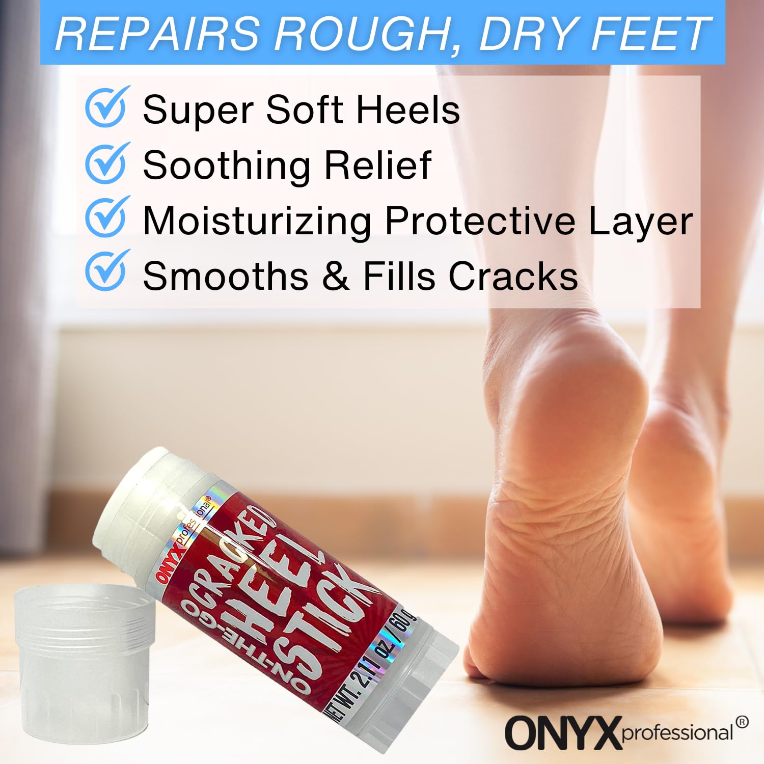 Onyx Professional Cracked Heel Stick 2 Pack, Treatment Balm for Dry Rough Feet
