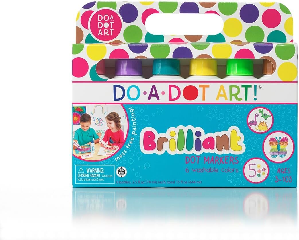 Do A Dot Art! Brilliant Colors 6 Pack Washable Paint Dot Markers Daubers for Children, The Original Dot Art Marker, Made in the USA