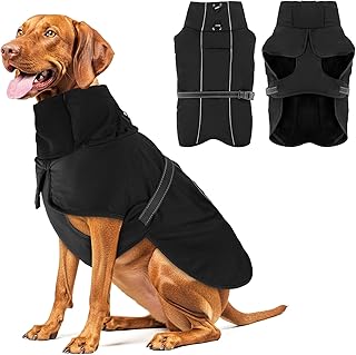 Warme Hundemäntel, wasserdichte Reflektierende Hundejacke, Winddichter Wintermantel mit Hohem Kragen Weichem Fleecefutter, Verstellbare Passform Hunde Hundemantel Für mittelgroße bis große Rassen