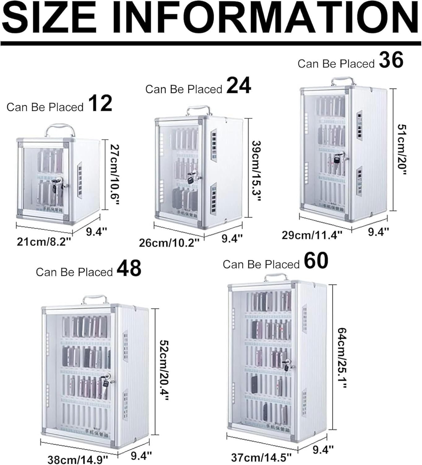 Cell Phone Cabinet, Cell Phone Locker, Aluminum Alloy Cell Phones Holder Storage Box Pocket Chart Storage Locker Box for School Office - Durable and Stylish (Size : 60)-1