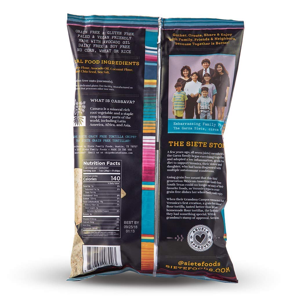 Siete Sea Salt Grain Free Tortilla Chips, 5 oz bags, 3-Pack