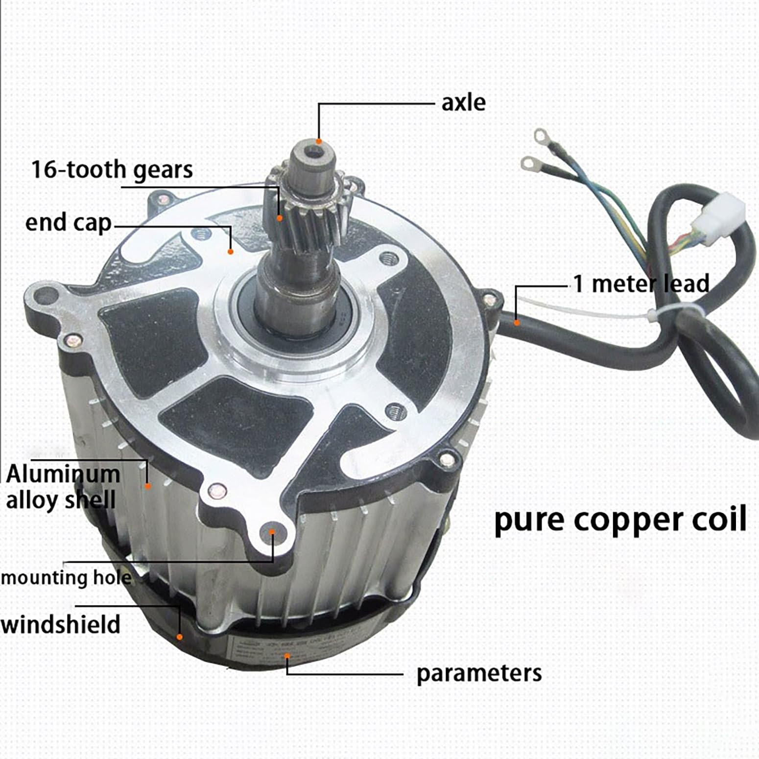 3300RPM Moteur sans Balais De Tricycle électrique 500W-1800W Moteur à 5 Trous Et 16 Dents 48V / 60V / 72V Générateurs à âme en Cuivre Pur, pour Vélos électriques, Tricycles