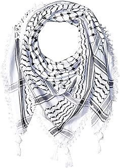 Hirbawi Premium Arabic Scarf Cotton Shemagh Keffiyeh 47"x47" Arab Scarf Made in Palestine