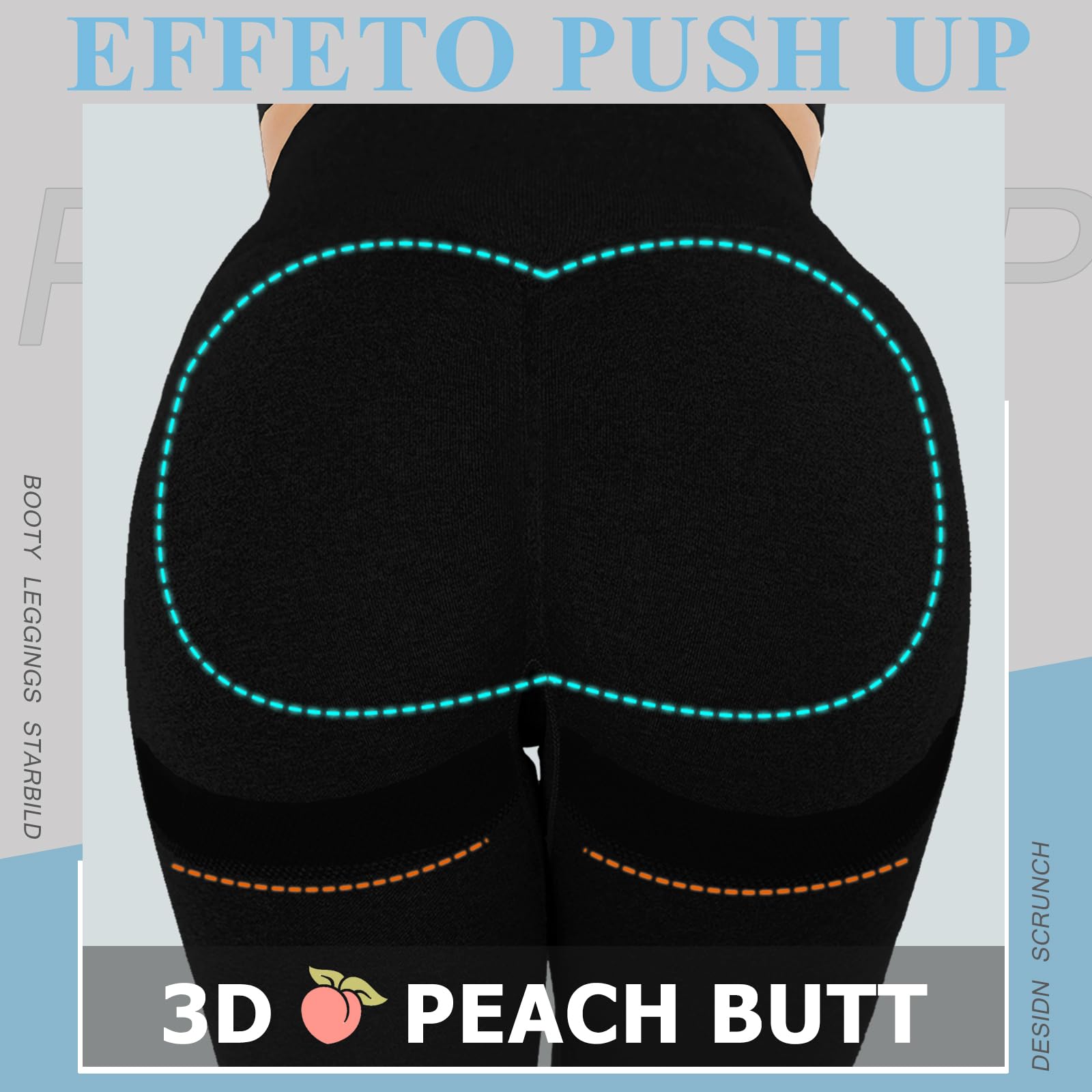 Lishang Sportowe legginsy damskie z wysokim stanem, nieprzejrzyste, z efektem Scrunch Butt, Push Up Booty, spodnie sportowe, bezszwowe, na siłownię, jogę, fitness, sportowe legginsy