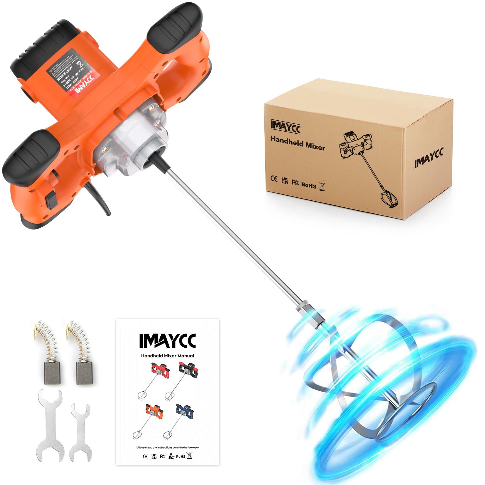 2100W Mezclador de Taladro de Hormigón Eléctrico Profesional, Mezclador de Mortero Portátil, Agitador M14 Ajustable, para Mezclar Pintura, Lechada de Cemento, Hormigón, Mortero, Forraje, etc.