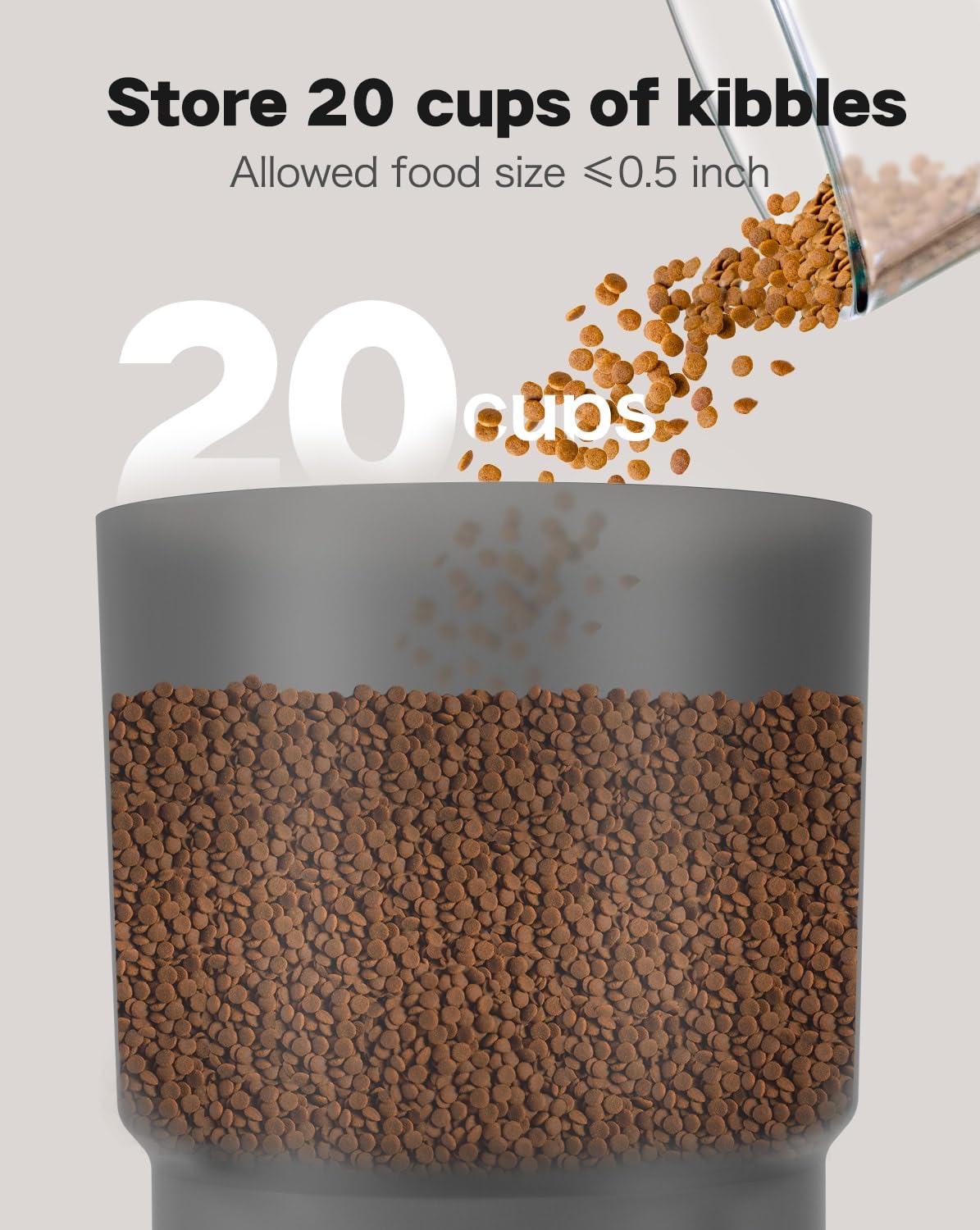 SURDY Automatic Cat Feeder with 5G WiFi, 20 Cups/5L Automatic Cat Food Dispenser for 2 Cats Smart Pet Feeder with APP Control for Remote Feeding (Black, 5L)