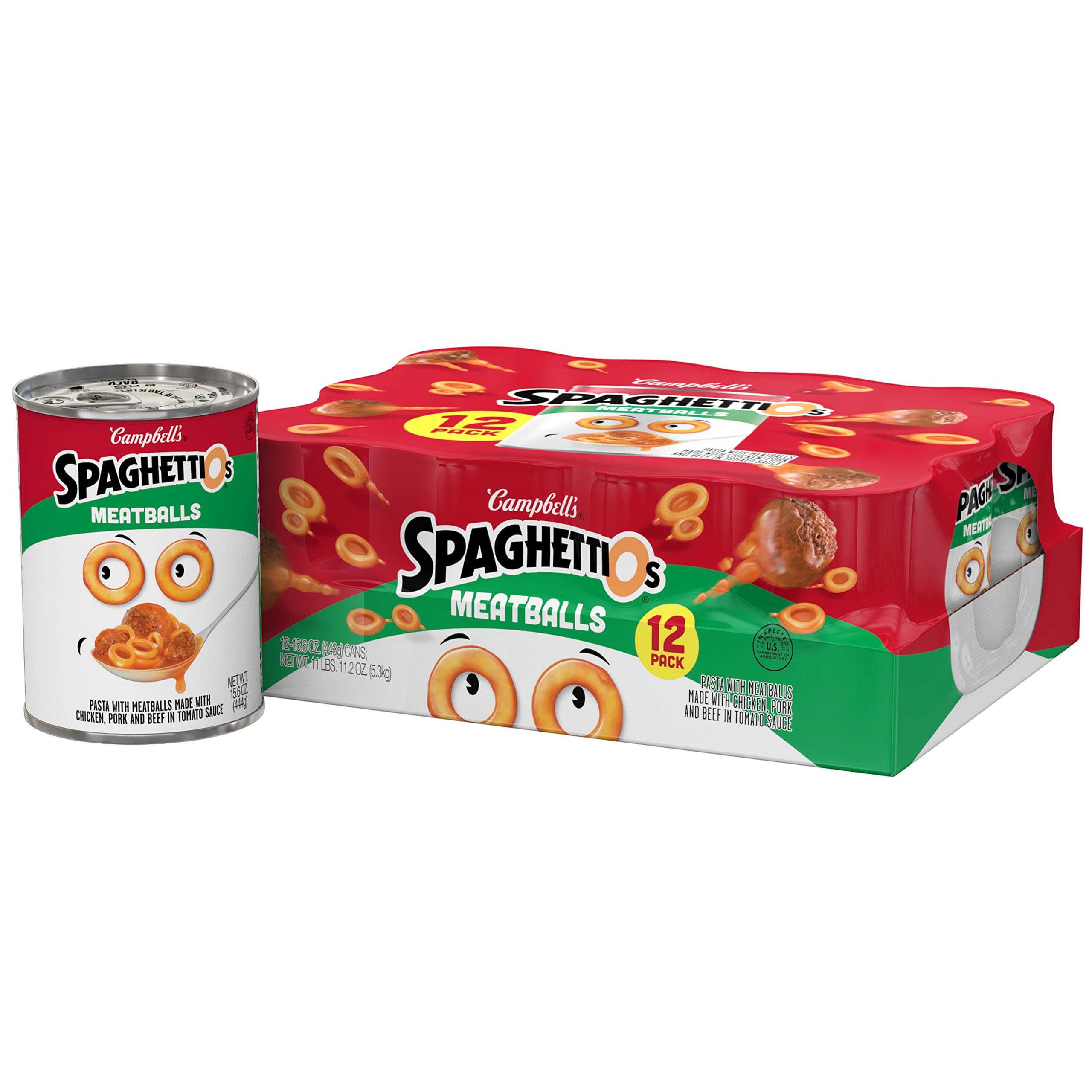 Buy SpaghettiOs Canned Pasta with Meatballs, 15.6 oz Can (Pack of 12