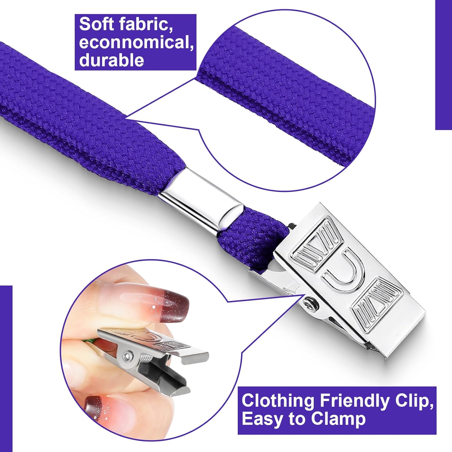 Marspark 100 Sets Clear Name Tags with Lanyard, Lanyards for ID Badges Reusable Strap with ID Holder Plastic Name Badges for Adults Business School Church Conference (Dark Purple)