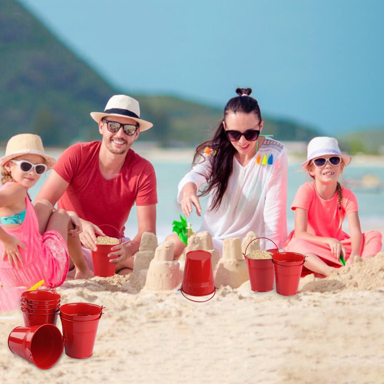 15 Pack 4 Inch Red Iron Pail, Metal Buckets with Handle, Easter Bucket,Pencil Holder and Flower Pots, Used to Carry, Store, or Even Plant, by GENHAKON.