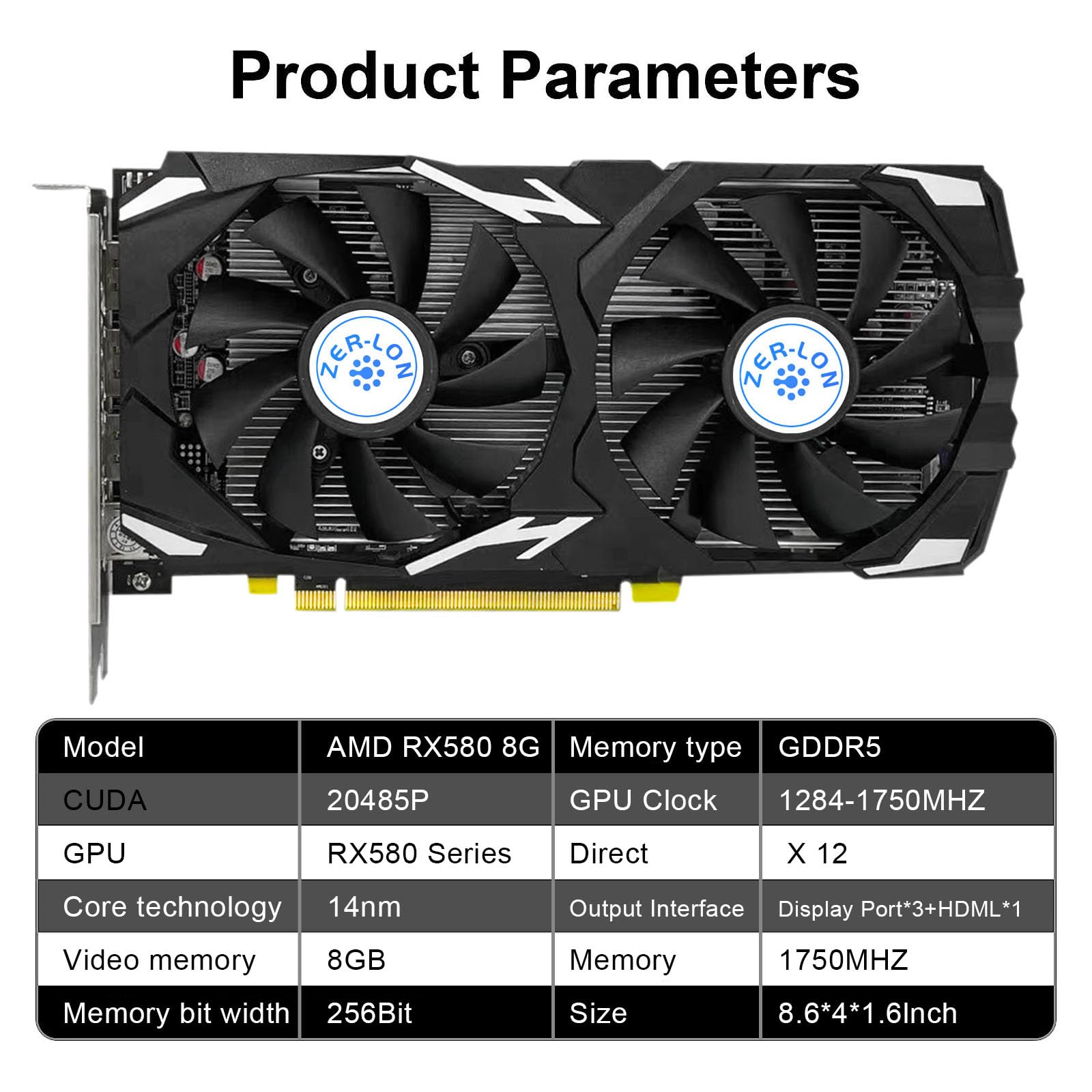 Amazon | ZER-LON RX 580 8GB グラフィックスカード 2048SP