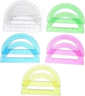 OSALADI 12 Piezas transportador Protractor transparente Protractor plástico Protractor para dibujar Creador de ángulos y círculos de hélice. útiles escolares de color rosa el plastico