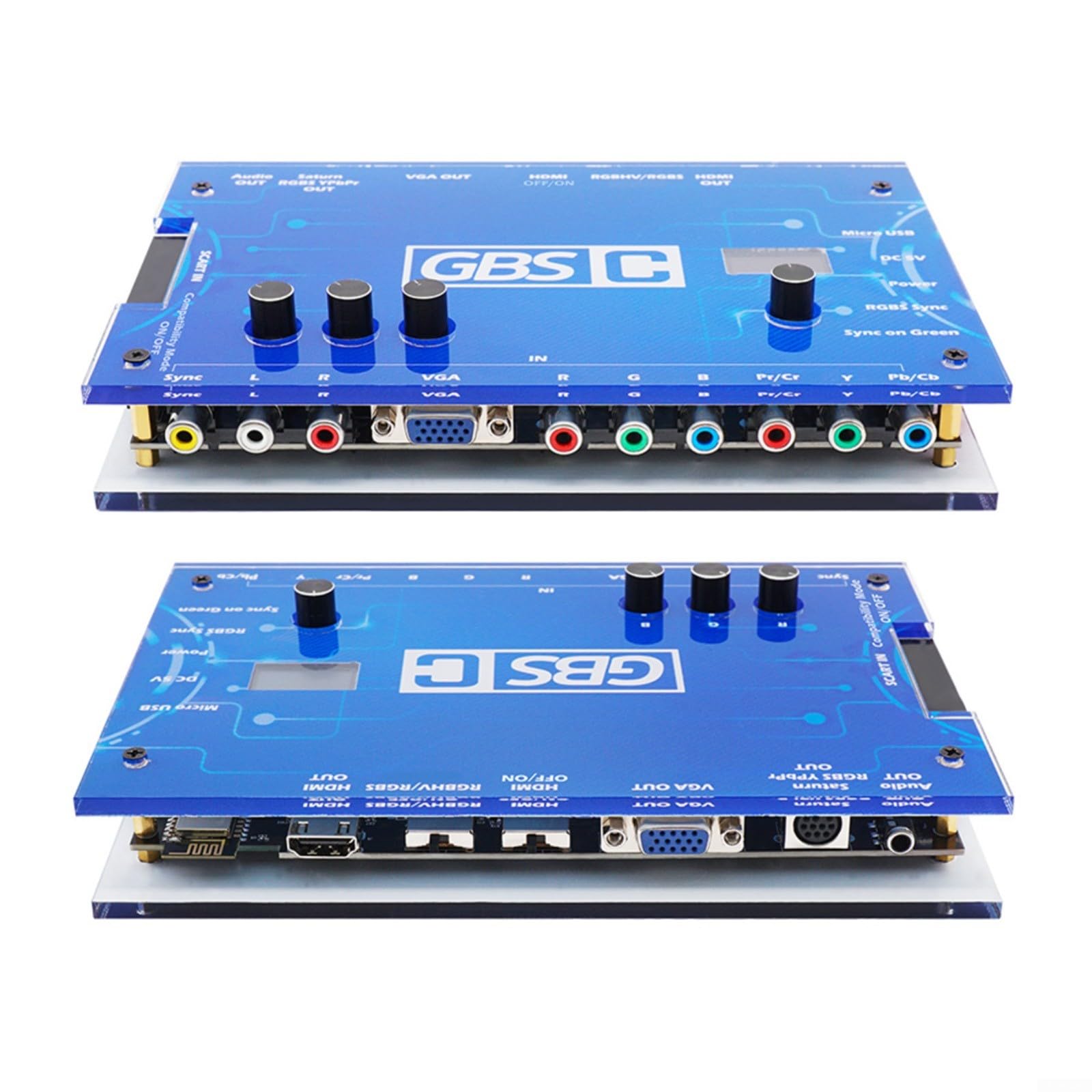 Convertidor de señal video GBSC para los sistemas clásicos del juego con la entrada componente de RGBS SCART y ayuda de la salida de VGA