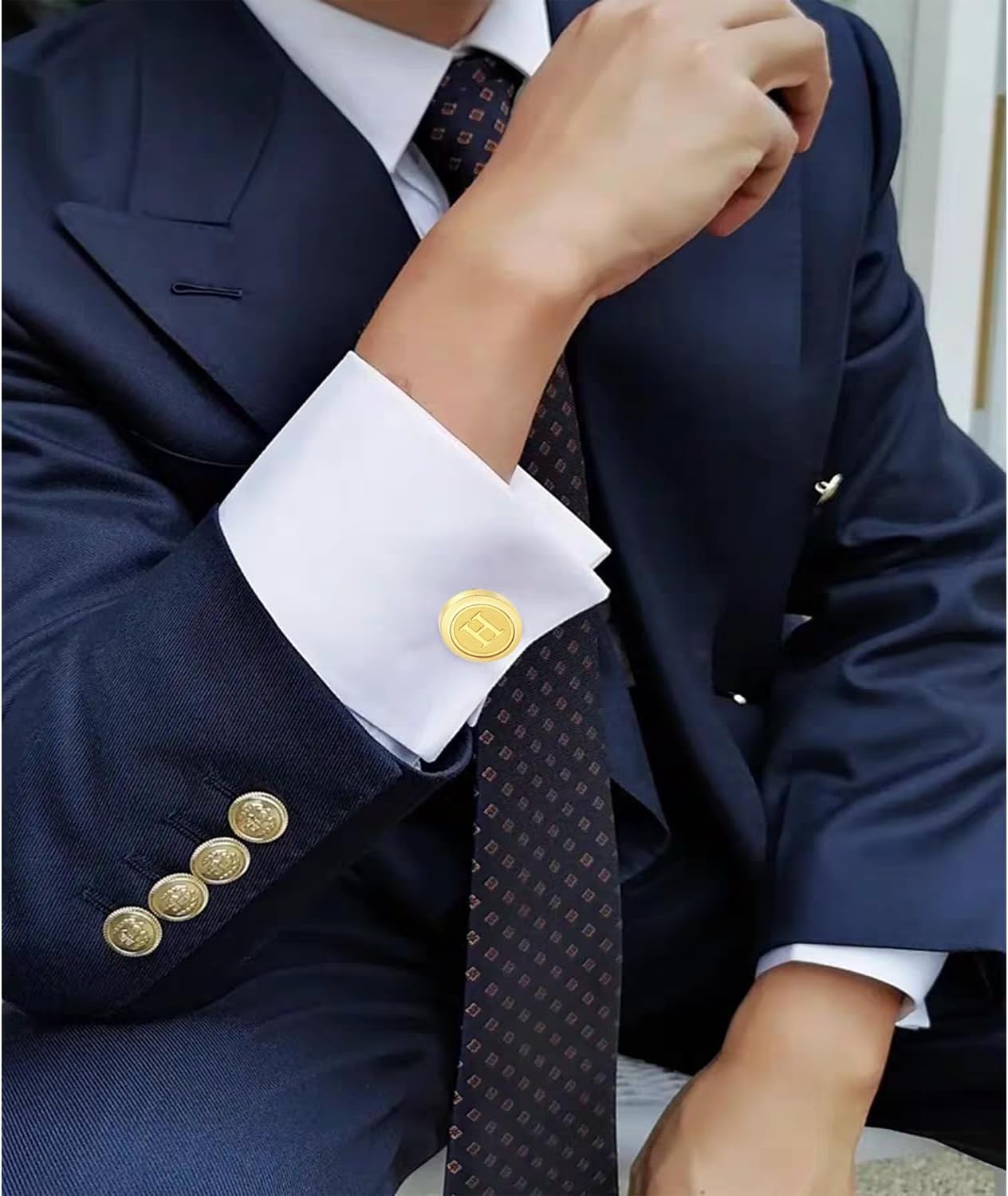 GWD Initial Cufflinks for Men Classic Cuff links Mens Letter Shirts CuffLinks Wedding Gift - Image 6