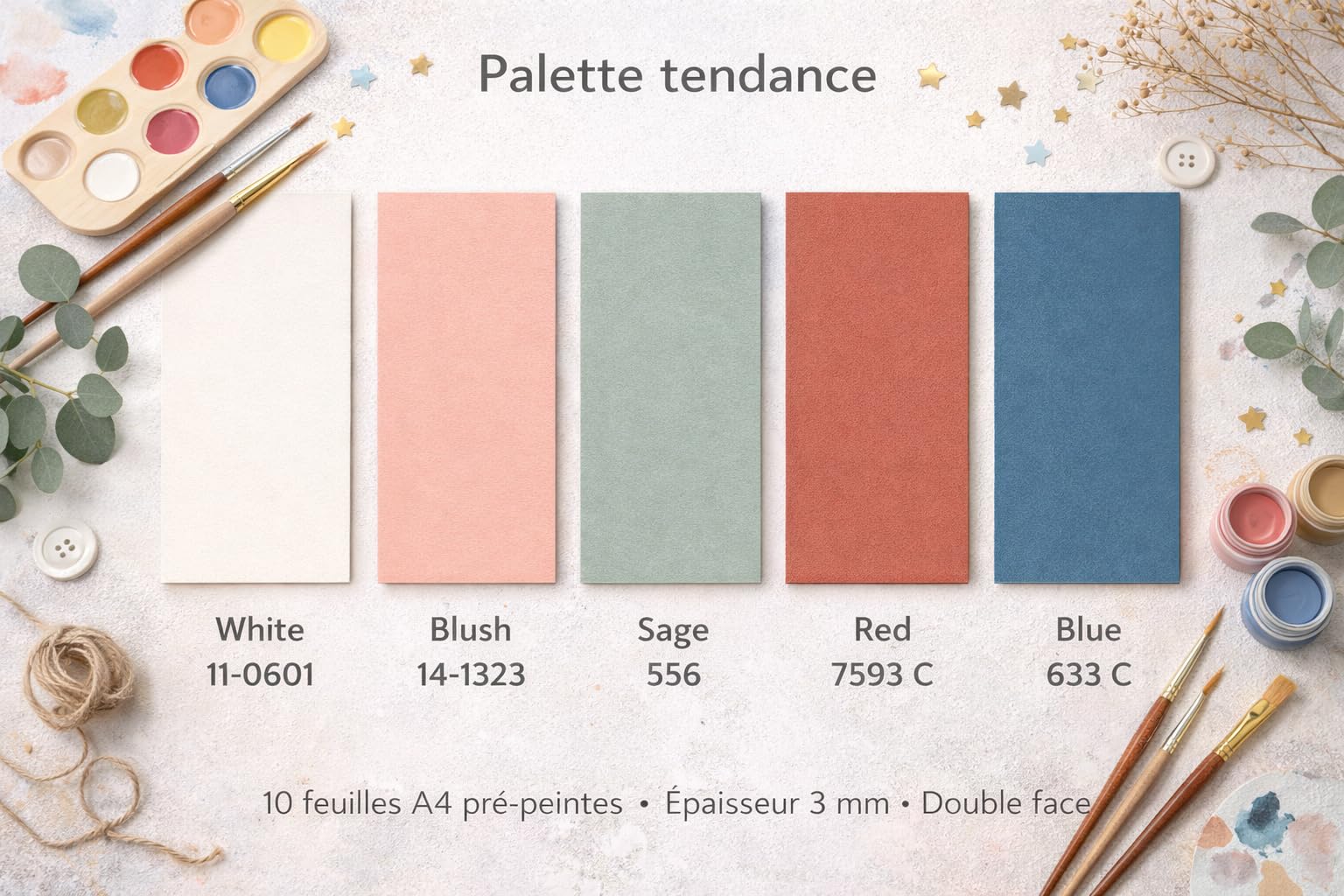 Contre plaqué A4 3mm Pré-Peint & Coloré – 10 Feuilles Double Face – Bois Compatible Découpe Laser & CNC – Panneaux DIY pour Makers & Loisirs Créatifs