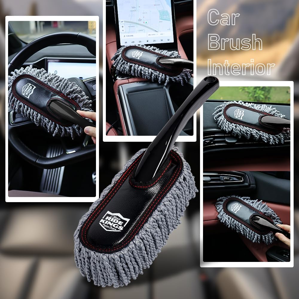 Car Duster with Telescopic Handle for Exterior Scratch-Free Cleaning, Auto Dust Remover Set with Small Brush for Dashboard & Interior Detailing - Image 5