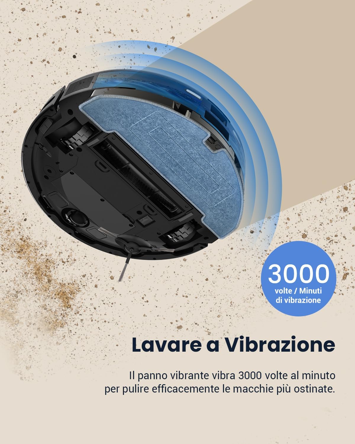 Proscenic Floobot V10 Robot Aspirapolvere Lavapavimenti, 3000pa Lavaggio Vibrante Sonico, Laser Assistente Controllo IFTTTSiriAlexaAPP Pulizia Domestica/Peli Animali/Capelli/Polvere/Lavapavimenti
