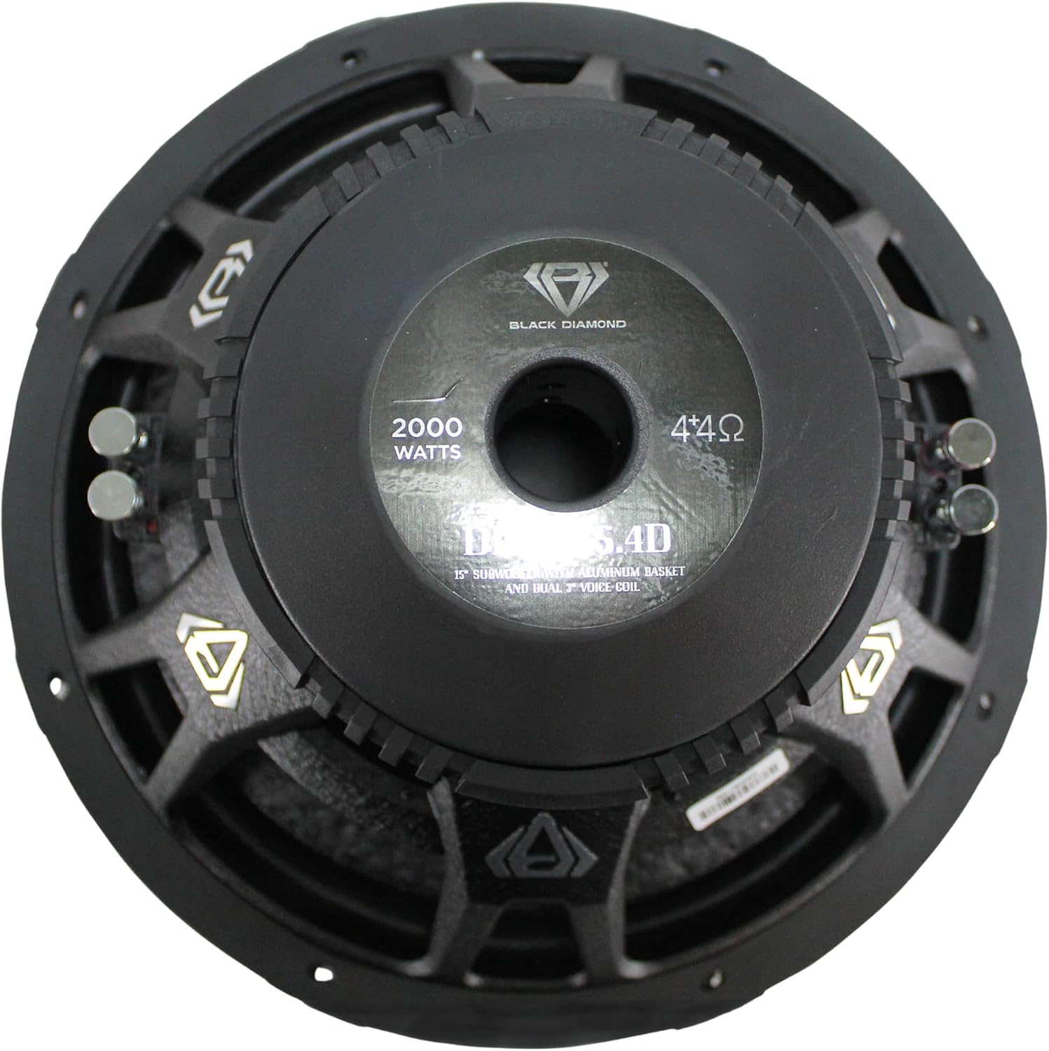 DS18 Black Diamond DIA-T15.4D 15-inch Subwoofer, rear view showing terminals