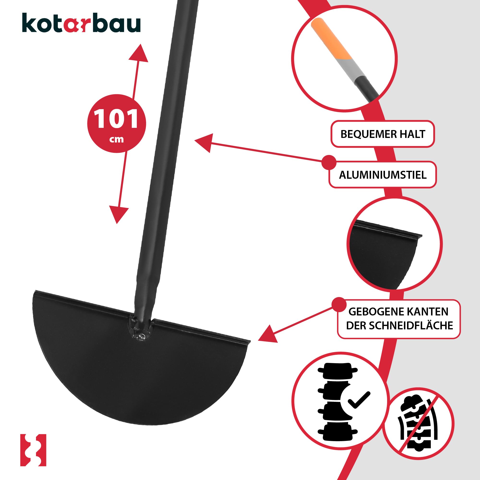 KOTARBAU® Coupe-Gazon | La Pelle en T Est en Acier Et Le Tige en Métal De 122 Cm | Dresse Bordure | Coupe-Bordures Manuels | Coupe Bordure Manuel | Dresse Bordure Manuel | Coupe Bordure Manuelle