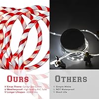 Vista 7 de Afirst Cuerda de luces de bastón de caramelo de Navidad, guirnalda de luces LED de 30 pies, IP65, impermeable, conectable, tubo de luces