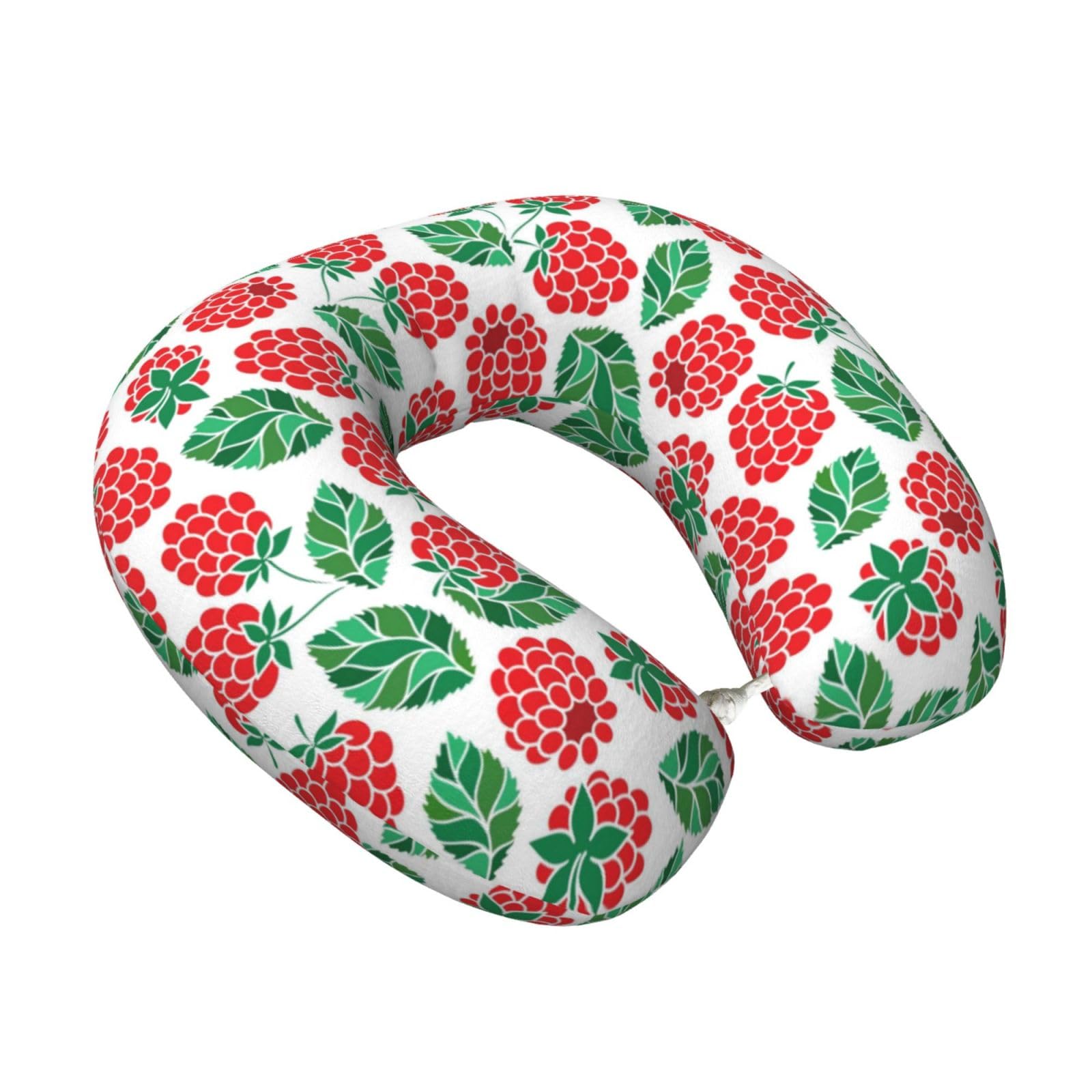 LKYMOH Fruit Of Raspberries Pattern, Travel Neck Pillow U-Shaped Memory Neck Support Soft Comfortable With Washable Cover For Airplane Car Traveling and Office