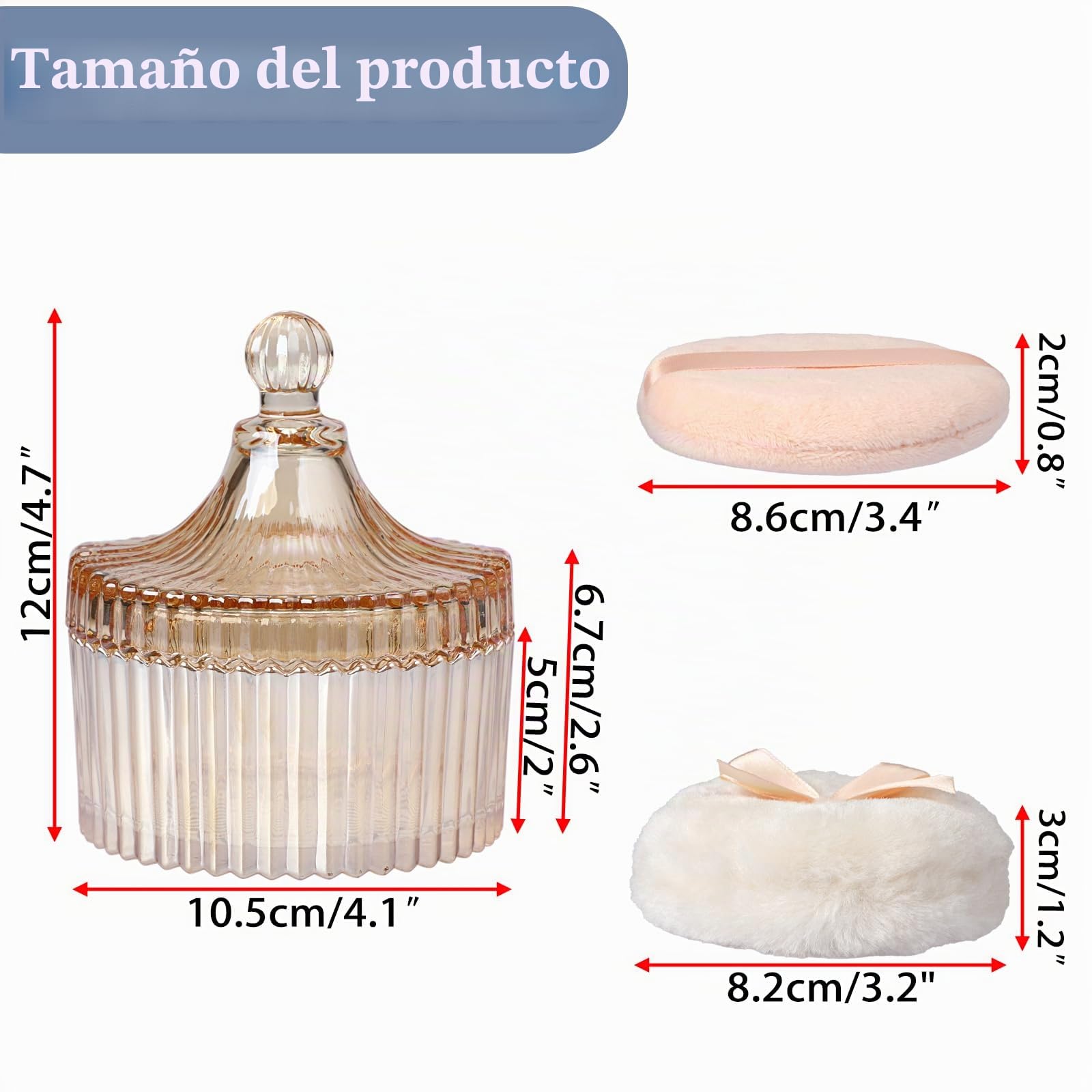 Juego de 3 botes de polvo de cristal, recipiente para polvos corporales, lata para polvos de bebé, estuche para polvos corporales, talco, polvo cosmético para viajes, cumpleaños como regalo