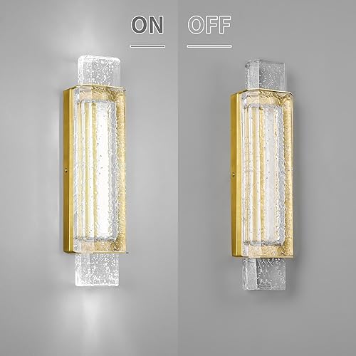 Miniatura 7 de Moderno juego de dos apliques de pared de cristal con burbujas LED para baño, luces doradas para tocador, escaleras, pasillo, dormitorio, sala de