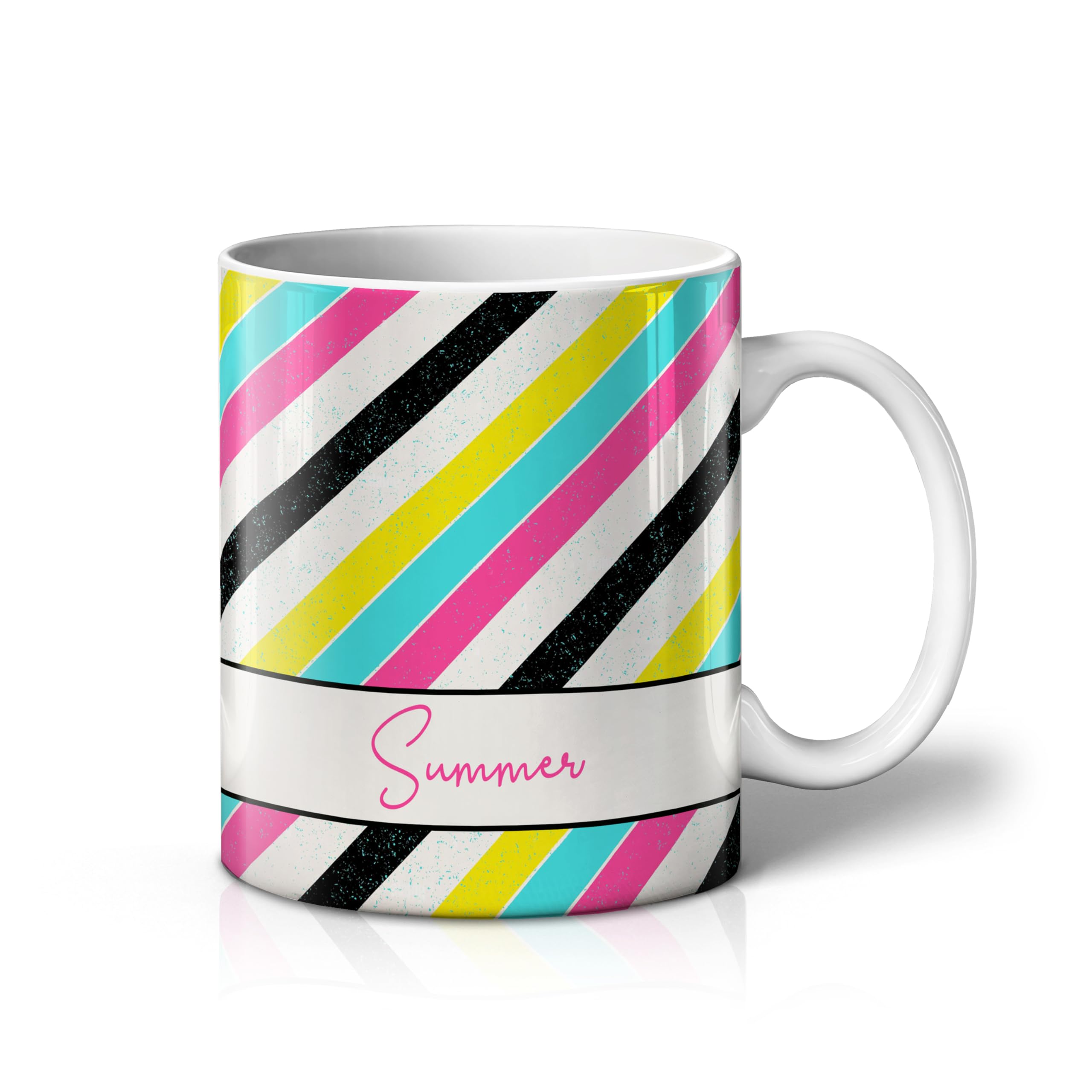 iCaseDesigner Personalised Retro Vintage Mug with Any Name – Custom Coffee Mug – 11 Oz Tea Cup – Unique Customised Gift for Men, Women, Work, Birthdays and Anniversaries - 12. 80s Stripes
