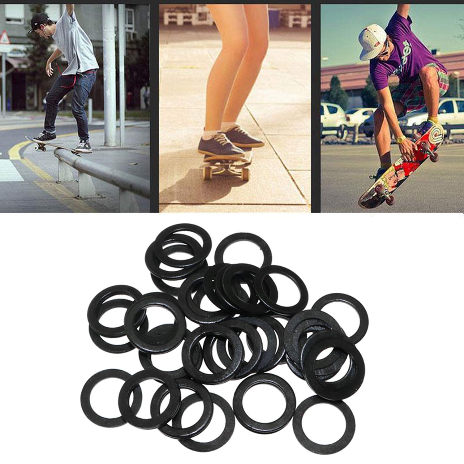 Entretoises Et Bagues De Vitesse Pour Roulements De Skate/longboard - Lot De 4 Entretoises + 8 Bagues Argentées