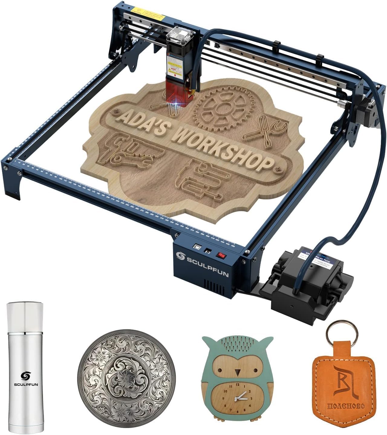 SCULPFUN S9 PRO 10 W DIY Graveur laser Faisceau laser Technologie de modélisation de faisceau laser Ultra-mince Limite de mise au point laser 0,06 mm Qualité industrielle Rail coulissant linéaire