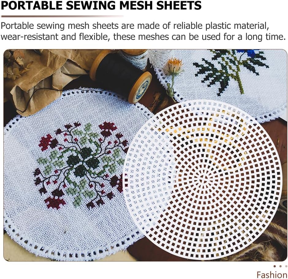 Plastic Canvas Mesh Sheets 5.79 Inch 30Pcs Round Plastic Needlepoint Canvas for DIY Cross Stitch Embroidery Quilting Craft Projects Coasters Bookmarks Wall Decor