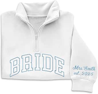 Noni Personalized Embroidered Mrs Quarter Zip Sweatshirt