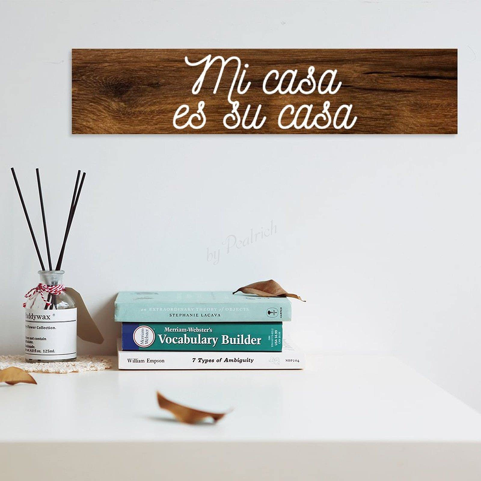 Mi Casa ES Su Casa Wood Wall Decor Plaque Sign Farmhouse Rustic Wall Decoration Hanging Sign with Rope 6"x18"