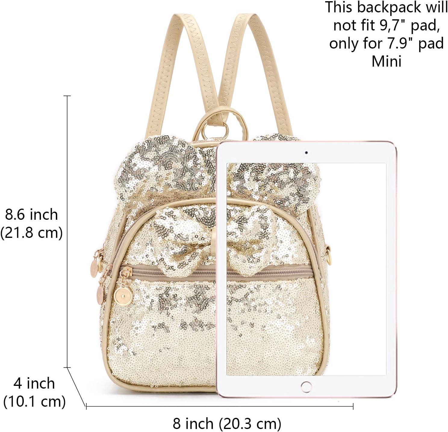 KL928 Girls Mini Backpack Bowknot Polka Dot Cute Small Daypacks Convertible Shoulder Bag Purse for Women - Image 2