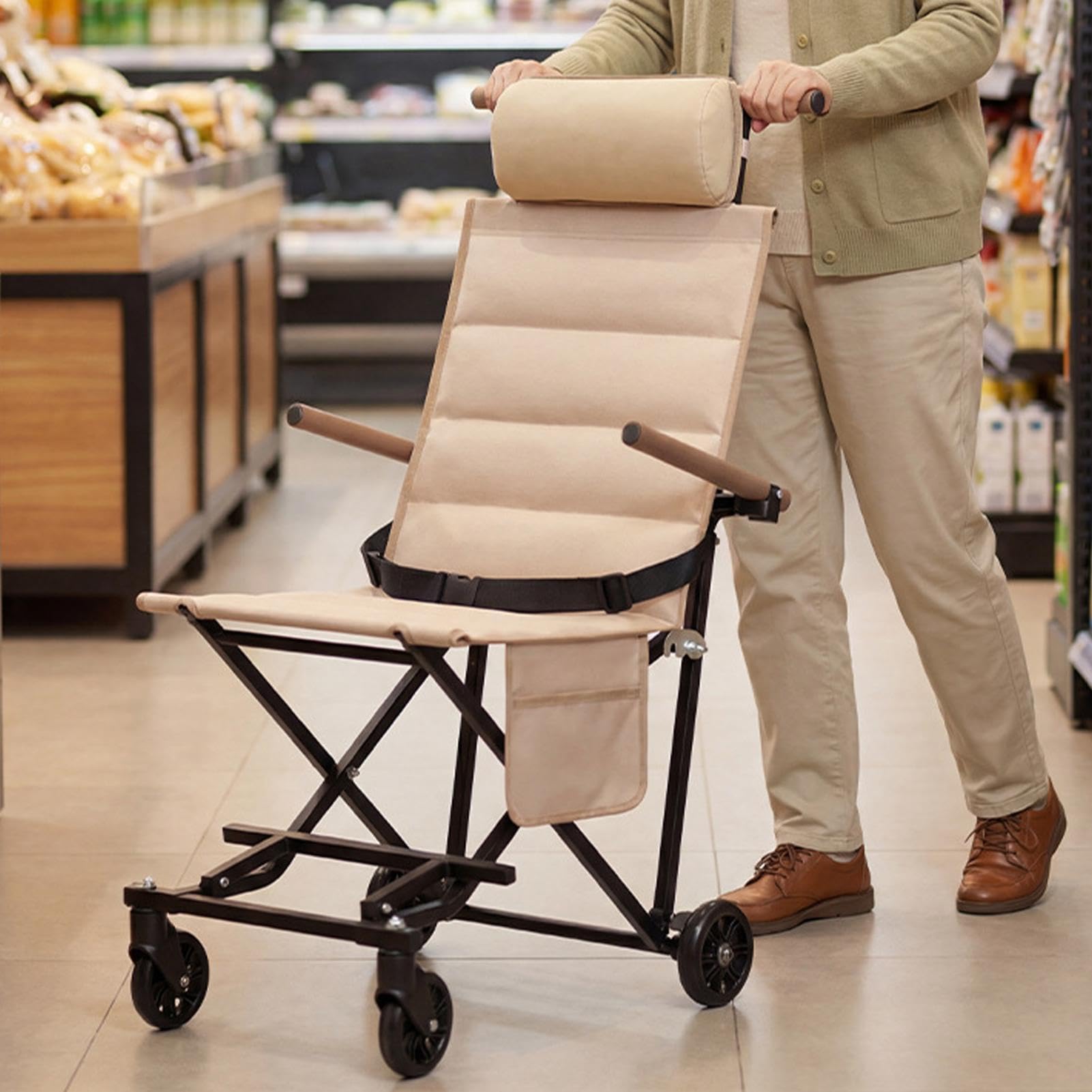 Silla De Ruedas Portátil Asiento Con Ruedas Reclinable Y Convertible | Silla Viaje Plegable Alta Capacidad Carga Para Mayores,Ancianos,Discapacitados,Adultos,Niños,Movilidad,Exterior,Playa y