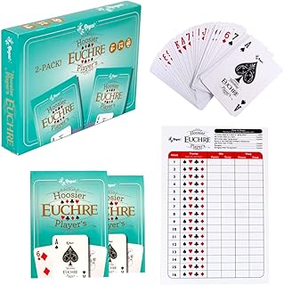 Regal Games - Hoosier Player’s Euchre Card Game Set - Fun, Family-Friendly Group Card Game - Ideal for 2-4 Players Ages 8+ - Includes Score Pad - 2 Pack