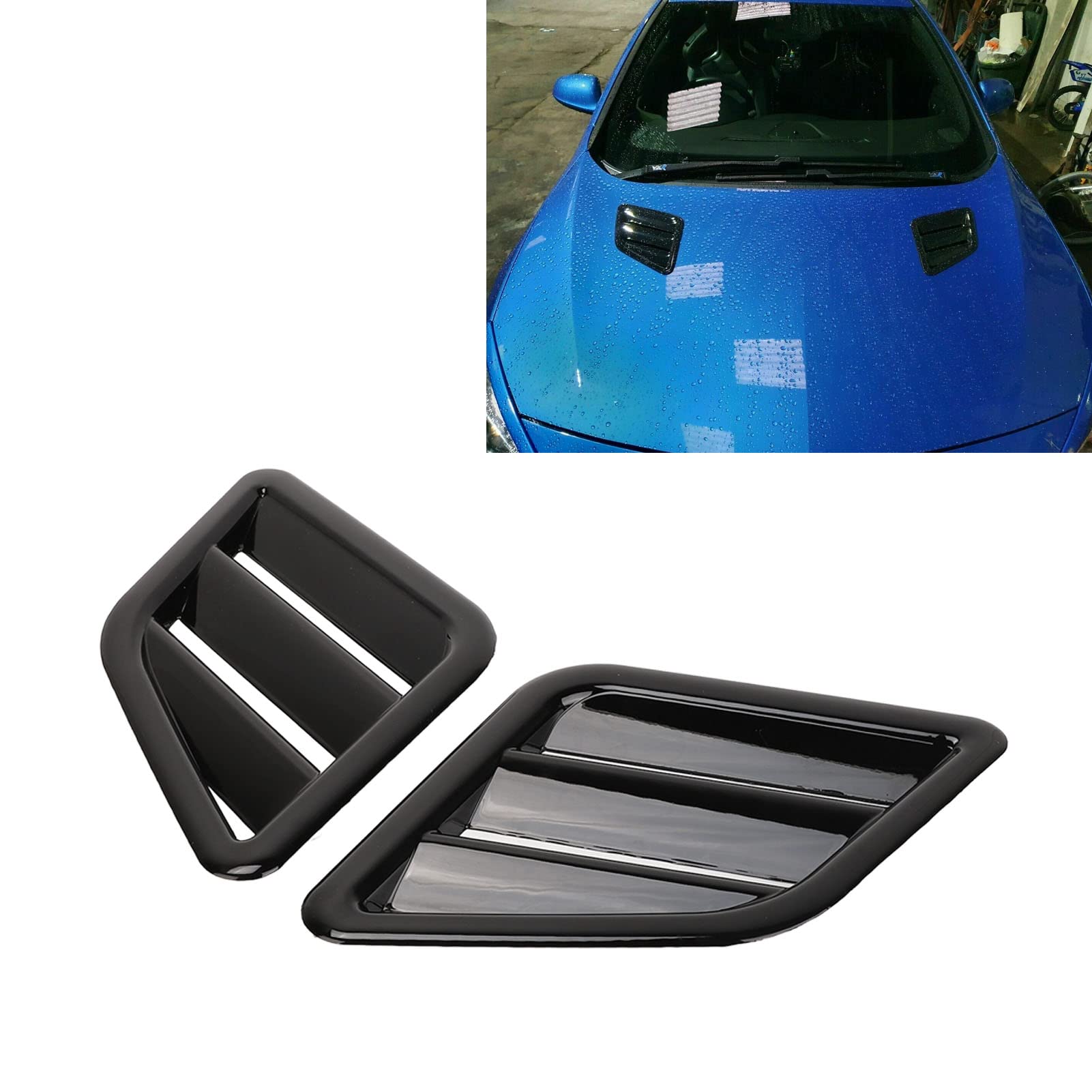 2 szt. Wlot powietrza na maskę samochodu, przednia górna maska ​​maski z ABS, kratka wylotu powietrza, zamiennik dla serii F, pokrywa maski silnika (Glossy Black)