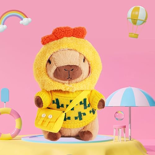 Miniatura 3 de Lindo peluche Capybara con 9 piezas de ropa y accesorios, suave peluche Capybara de peluche, disfraz Kawaii Capybara, regalos de cumpleaños para