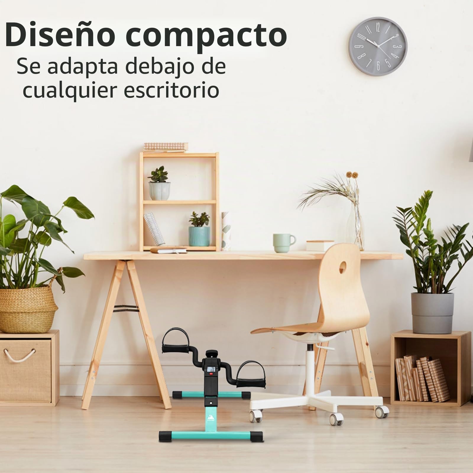 EVOLAND Bicicleta ejercitadora de pedales, portátil para el hogar, mini bicicleta de ejercicio, plegable, con monitor LCD y resistencia ajustable, no incluye alfombrilla deslizante Azul/Verde