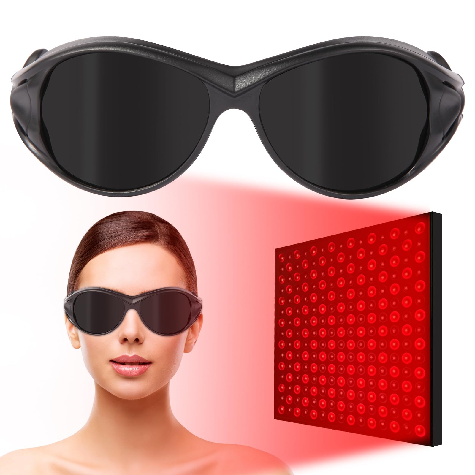 FreeMascotRed Light Therapy Glasses, Laser Safety Glasses IPL 200-2000nm, Eyes Protection for Tanning Goggles and Red Light Therapy